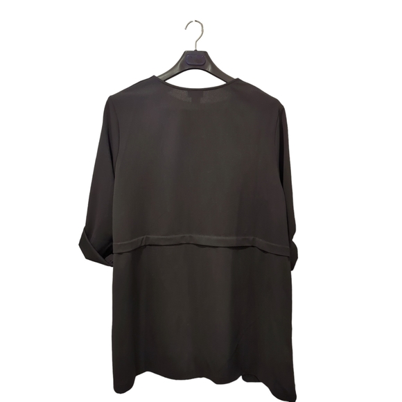 SOHO Apparel Black Blazer Open Front Top Jacket 3/4 Sleeve Plus Sixe 3X Flowy - Picture 2 of 4